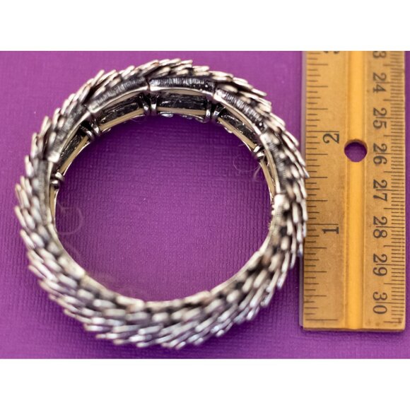 7 inch, Vintage Feather Shards Silver Tone Bracelet - Q41 - Picture 3 of 3